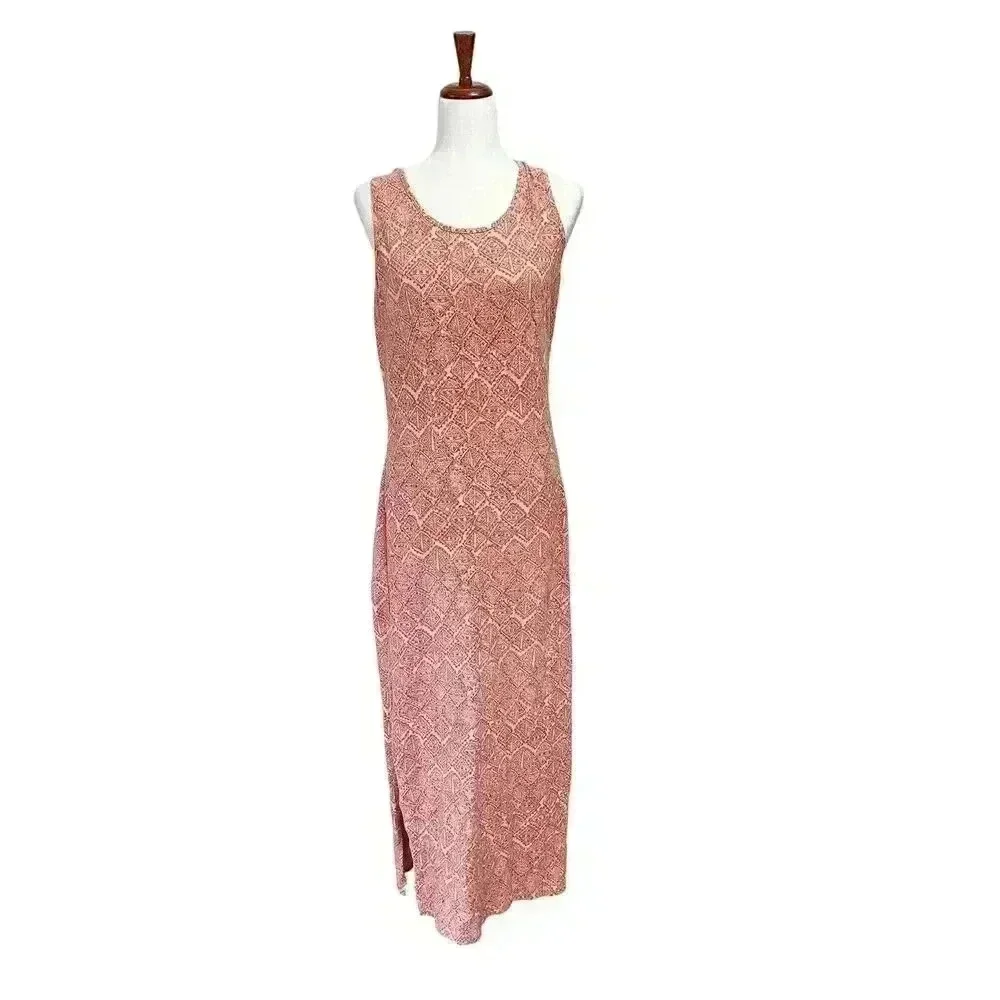 The Territory Ahead Dress Medium Women's Coral Print Sleeveless Red Maxi Boho